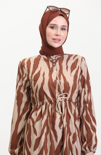 Robe à Motifs Dentelle Boutonné Devant 0517-02 Vison Tan 0517-02