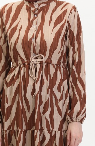 Robe à Motifs Dentelle Boutonné Devant 0517-02 Vison Tan 0517-02