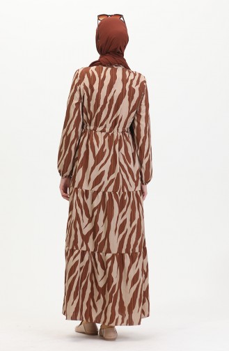 Robe à Motifs Dentelle Boutonné Devant 0517-02 Vison Tan 0517-02