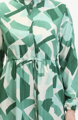 Jurk Met Kant En Patroon Aan De Voorkant 0518-02 Groen 0518-02
