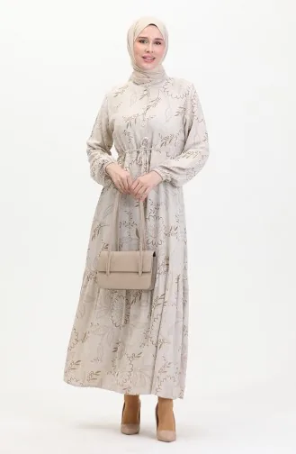 Robe Lin A Lacets Boutonné Devant 0520C-05 Vison Beige 0520C-05