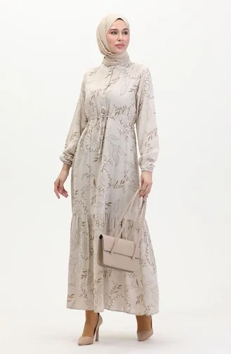 Robe Lin A Lacets Boutonné Devant 0520C-05 Vison Beige 0520C-05
