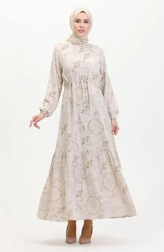Robe Lin A Lacets Boutonné Devant 0520C-05 Vison Beige 0520C-05