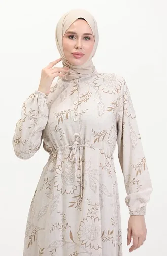 Robe Lin A Lacets Boutonné Devant 0520C-05 Vison Beige 0520C-05