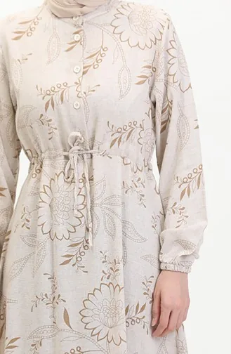 Robe Lin A Lacets Boutonné Devant 0520C-05 Vison Beige 0520C-05