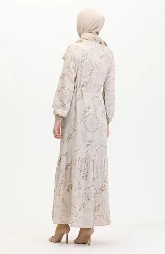Robe Lin A Lacets Boutonné Devant 0520C-05 Vison Beige 0520C-05