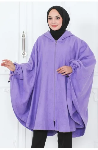 Kapüşonlu Panço 0505-01 Lila