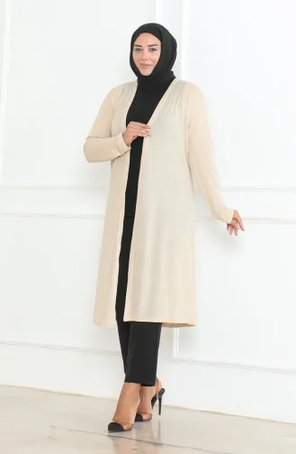 كارديجان طويل موسمي مقاس كبير 8740-02 بيج 8740-02