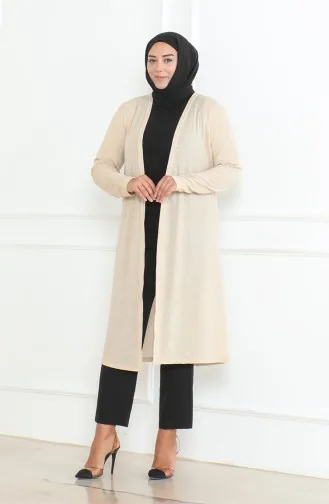 كارديجان طويل موسمي مقاس كبير 8740-02 بيج 8740-02
