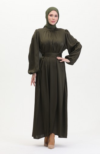 Abendkleid Aus Gerafftem Satin 6372-01 Khaki 6372-01