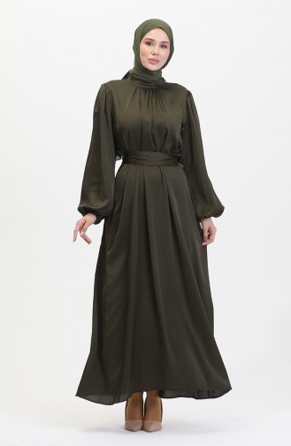 Abendkleid Aus Gerafftem Satin 6372-01 Khaki 6372-01