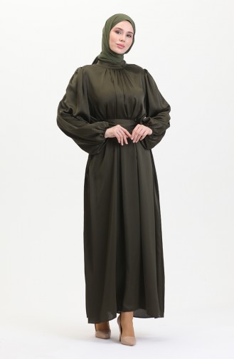 Abendkleid Aus Gerafftem Satin 6372-01 Khaki 6372-01