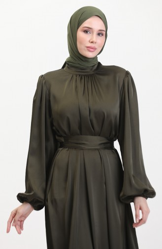 Abendkleid Aus Gerafftem Satin 6372-01 Khaki 6372-01