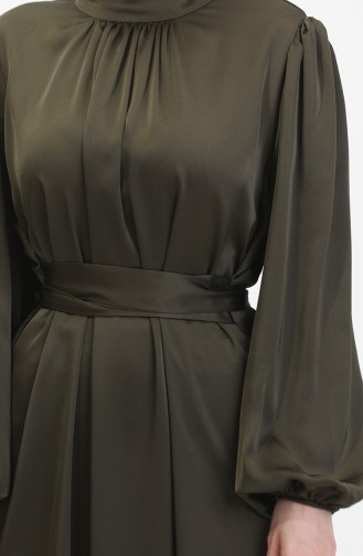 Abendkleid Aus Gerafftem Satin 6372-01 Khaki 6372-01