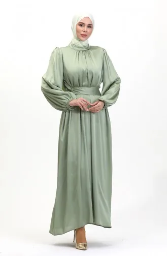 Robe De Soirée Satin Froncee 6372-02 Vert Clair 6372-02