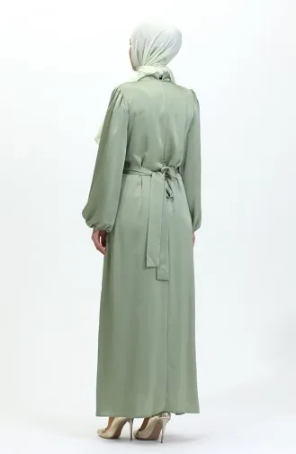Robe De Soirée Satin Froncee 6372-02 Vert Clair 6372-02