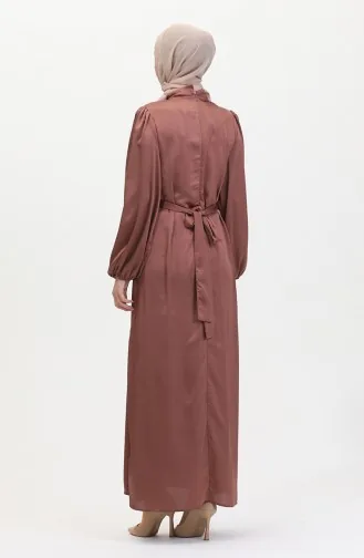 Büzgülü Saten Abiye Elbise 6372-03 Gül Kurusu