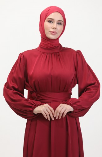 Abendkleid Aus Gerafftem Satin 6372-04 Weinrot 6372-04
