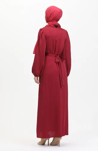 Büzgülü Saten Abiye Elbise 6372-04 Bordo