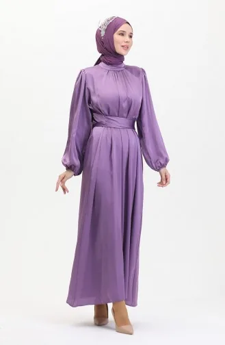فستان سهرة ساتان 6372-05 بنفسجي فاتح 6372-05
