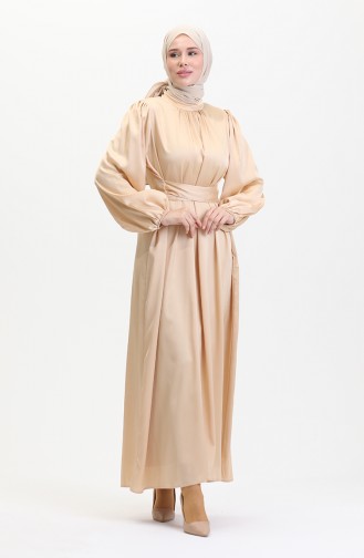 Abendkleid Aus Gerafftem Satin 6372-06 Beige 6372-06