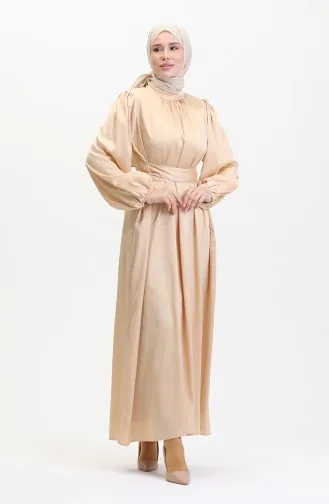 Avondjurk Van Verzameld Satijn 6372-06 Beige 6372-06