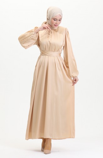 Abendkleid Aus Gerafftem Satin 6372-06 Beige 6372-06