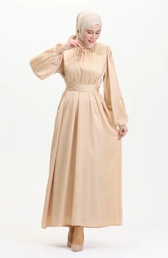 Avondjurk Van Verzameld Satijn 6372-06 Beige 6372-06