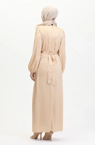 Avondjurk Van Verzameld Satijn 6372-06 Beige 6372-06