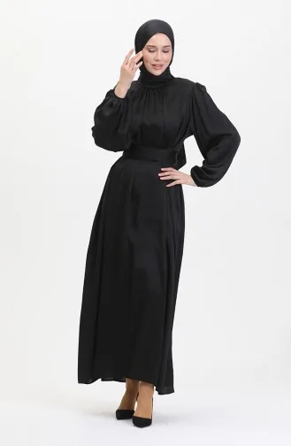 فستان سهرة ساتان 6372-07 أسود 6372-07