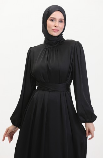 Abendkleid Aus Gerafftem Satin 6372-07 Schwarz 6372-07