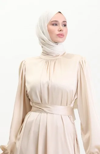 Avondjurk Van Verzameld Satijn 6372-08 Crème 6372-08