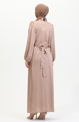 Abendkleid Aus Gerafftem Satin 6372-09 Milchbraun 6372-09