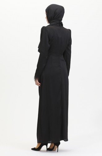 Abendkleid Aus Satin Mit Faltendetail 6374-06 Schwarz 6374-06