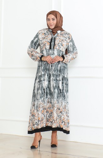 Robe Viscose à Motifs Grande Taille 5071-02 Gris 5071-02
