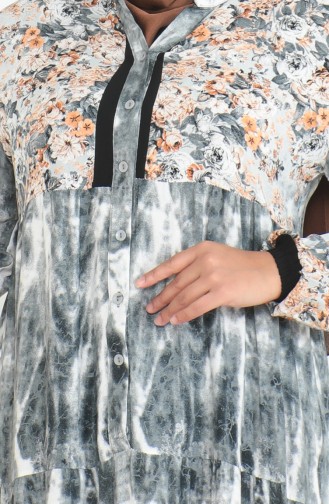Robe Viscose à Motifs Grande Taille 5071-02 Gris 5071-02