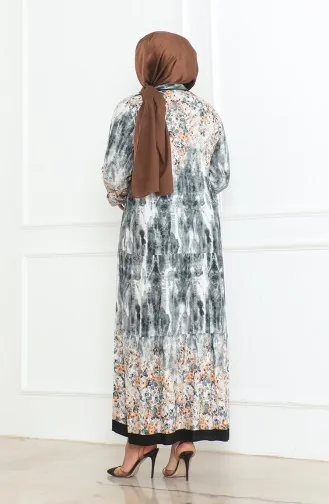 Großes Gemustertes Viskosekleid 5071-02 Grau 5071-02