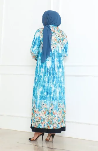 Robe Viscose à Motifs Grande Taille 5071-03 Turquoise 5071-03