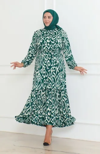 Robe à Volants Enveloppée à Motifs Epic 46-56 Taille 4571F-03 Vert 4571F-03