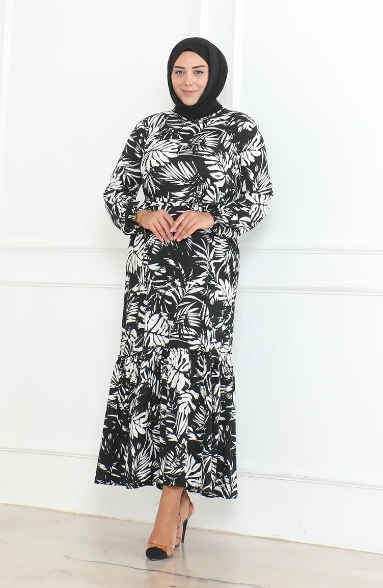 Robe à Volants Enveloppée à Motifs Epic 46-56 Taille 4571G-01 Noir 4571G-01