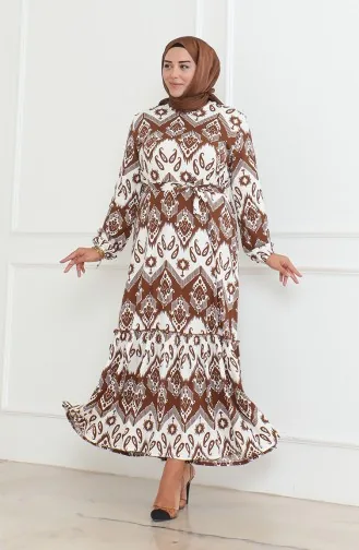 Robe à Volants Enveloppée à Motifs Epic 46-56 Taille 4571H-03 Marron 4571H-03