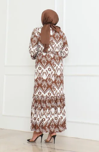 Robe à Volants Enveloppée à Motifs Epic 46-56 Taille 4571H-03 Marron 4571H-03