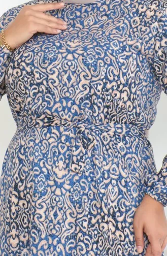 Robe à Volants Enveloppée à Motifs épiques 46-56 Taille 4571İ-01 Bleu 4571İ-01