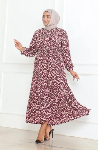 Robe à Volants Enveloppée à Motifs Epic 46-56 Taille 4571K-03 Rouge Claret 4571K-03