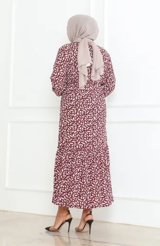 Robe à Volants Enveloppée à Motifs Epic 46-56 Taille 4571K-03 Rouge Claret 4571K-03