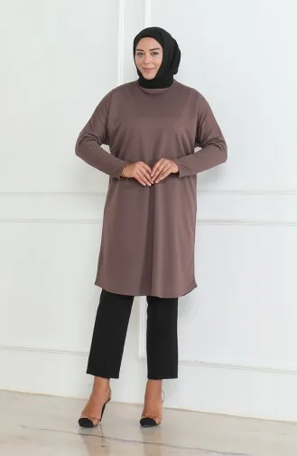 تونيك بيسك موسمي مقاس كبير 8738-01 بني 8738-01