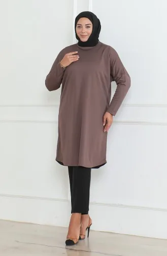 تونيك بيسك موسمي مقاس كبير 8738-01 بني 8738-01