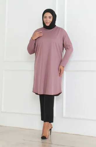 Grote Maat Seizoensgebonden Comfortabele Snit Basistuniek 8738-02 Dusty Rose 8738-02