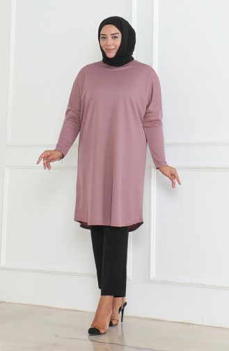 Plus Size Seasonal Comfortable Cut Basic Tunic 8738-02 Dusty Rose 8738-02