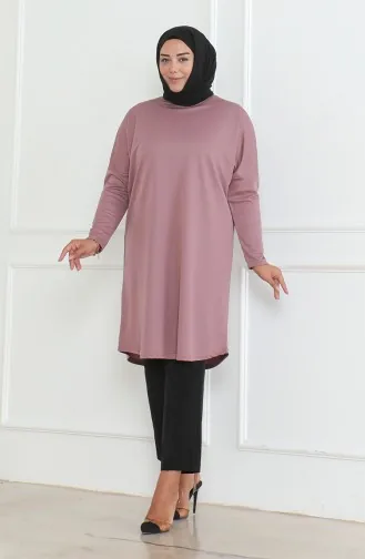Grote Maat Seizoensgebonden Comfortabele Snit Basistuniek 8738-02 Dusty Rose 8738-02